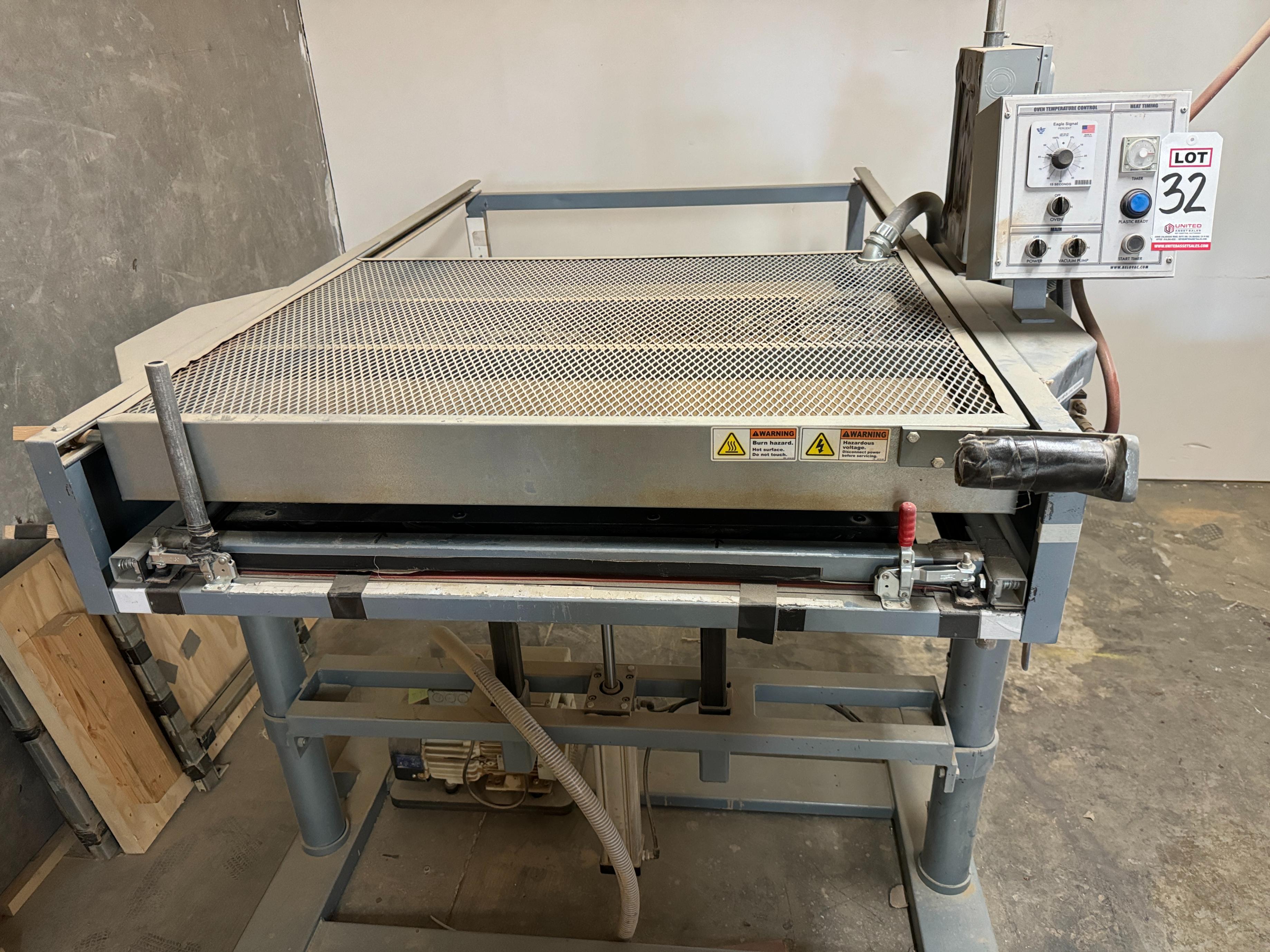 2020 BELOVAC THERMOFORMER VACUUM PRESS, 30" X 39" AIR TABLE, THIS CUSTOM-MADE BELOVAC MACHINE WILL DO A 14" DEEP DRAW-32