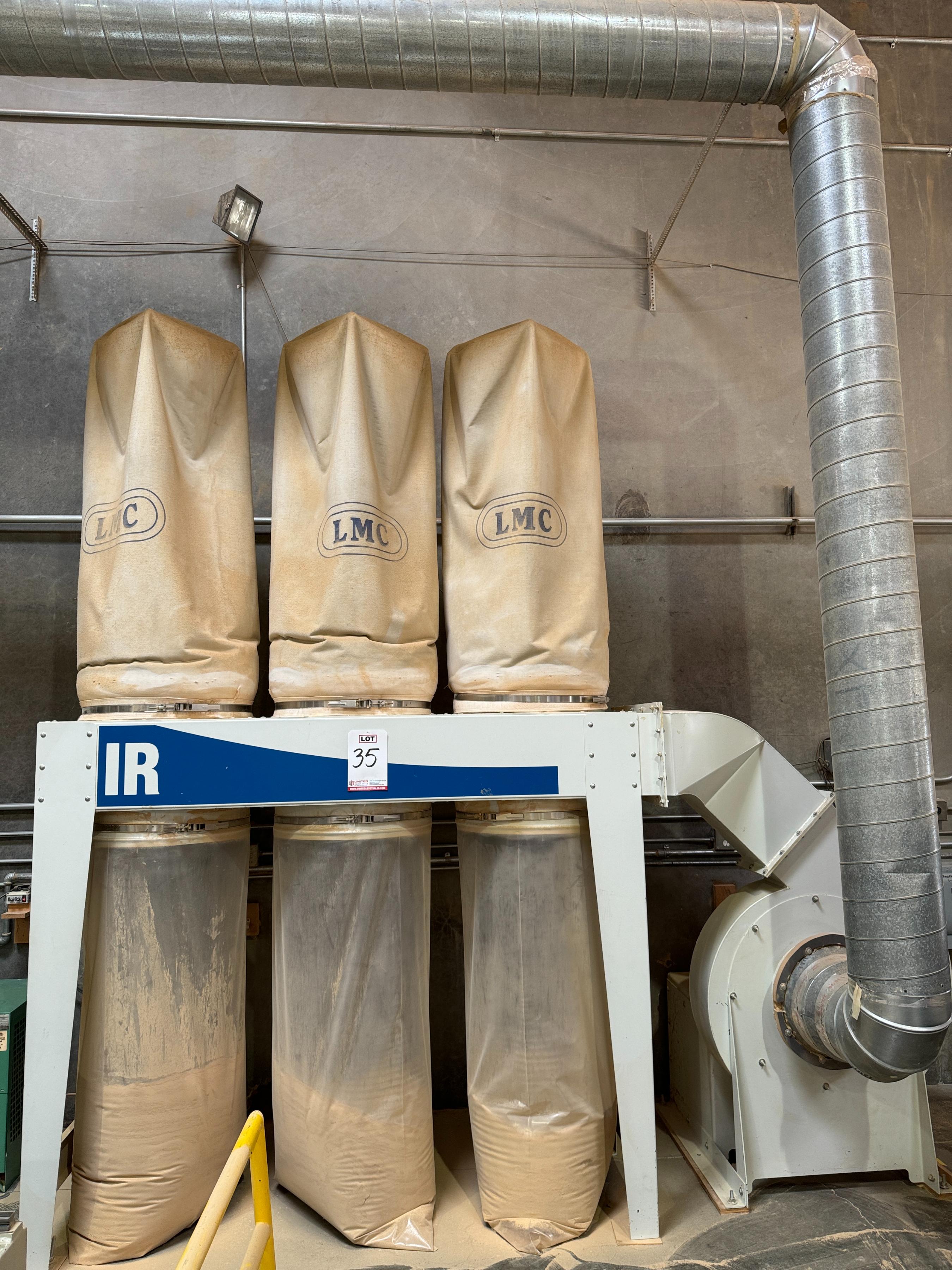 2001 LMC DUST COLLECTION SYSTEM, MODEL 360IR915B, 10 HP, S/N 02640, W/ BLOWER, (6) BAGS-35