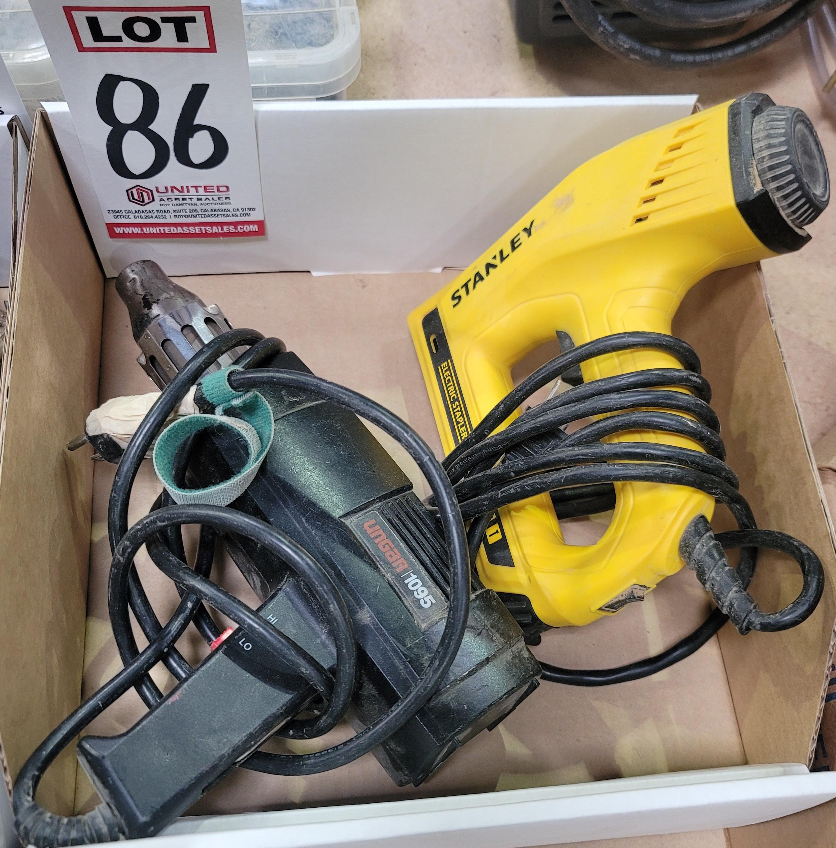 LOT - (1) UNGAR 1095 HEAT GUN AND (1) STANLEY ELECTRIC STAPLER-86