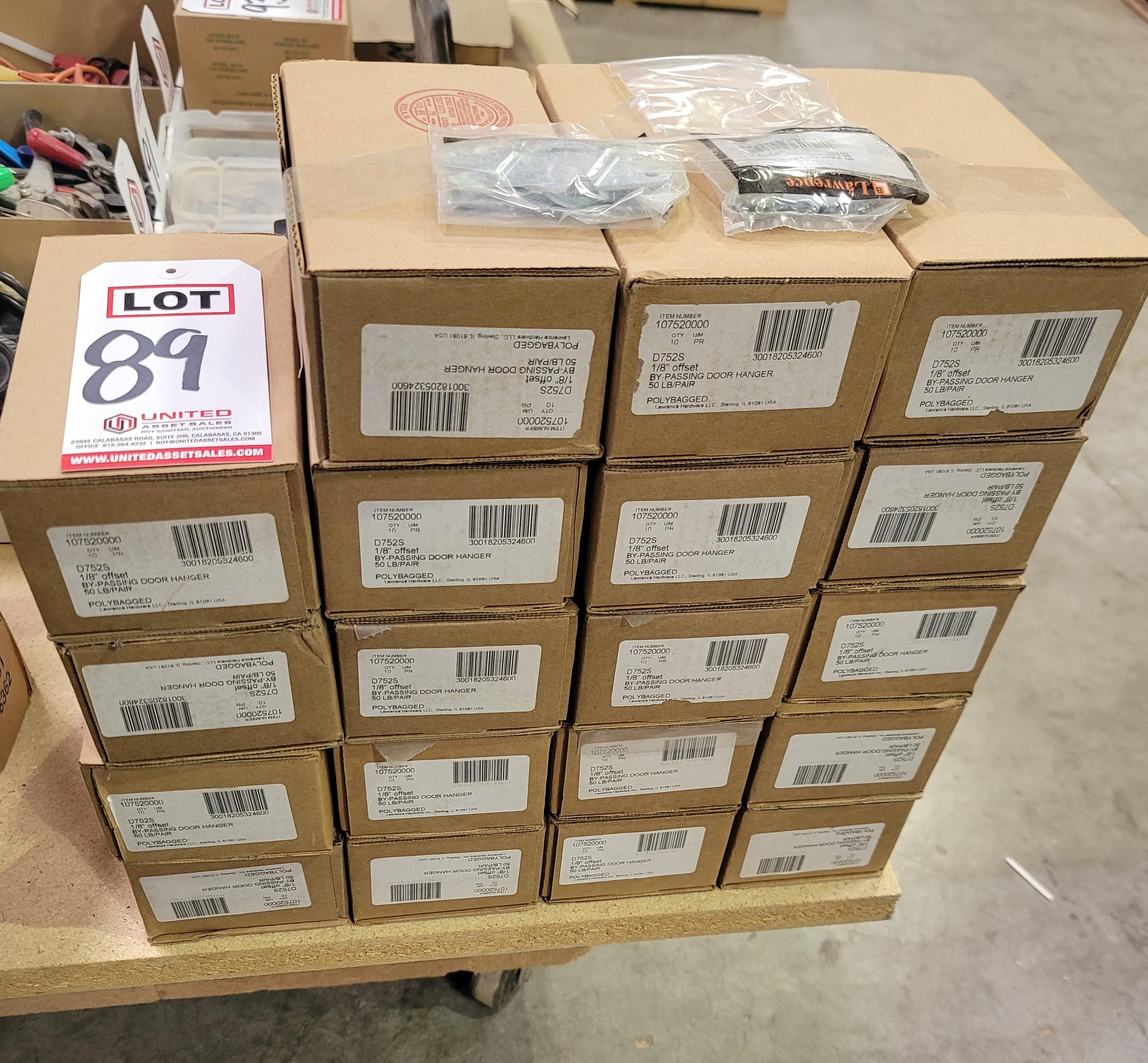 LOT - BY-PASSING DOOR HANGERS, 1/8" OFFSET, RATED FOR 50 LBS PER PAIR-89