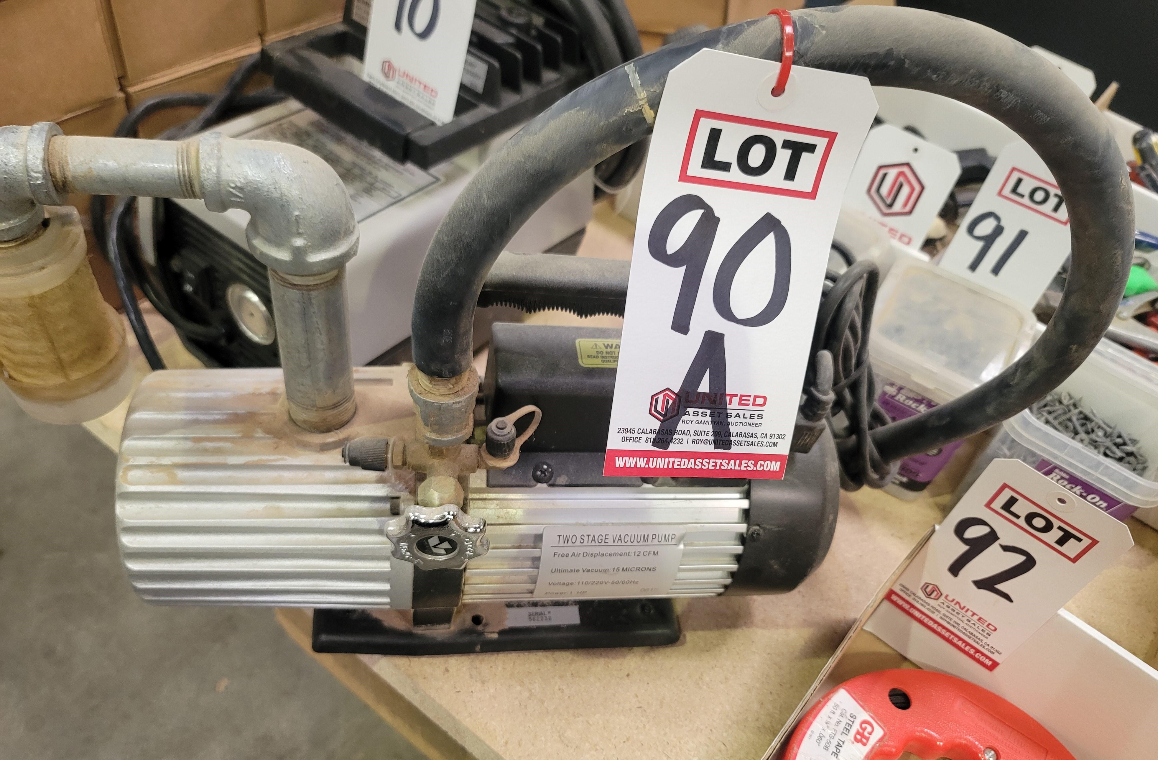 MASTERCOOL TWO STAGE VACUUM PUMP, 1 HP, 12 CFM, S/N 562030-90A