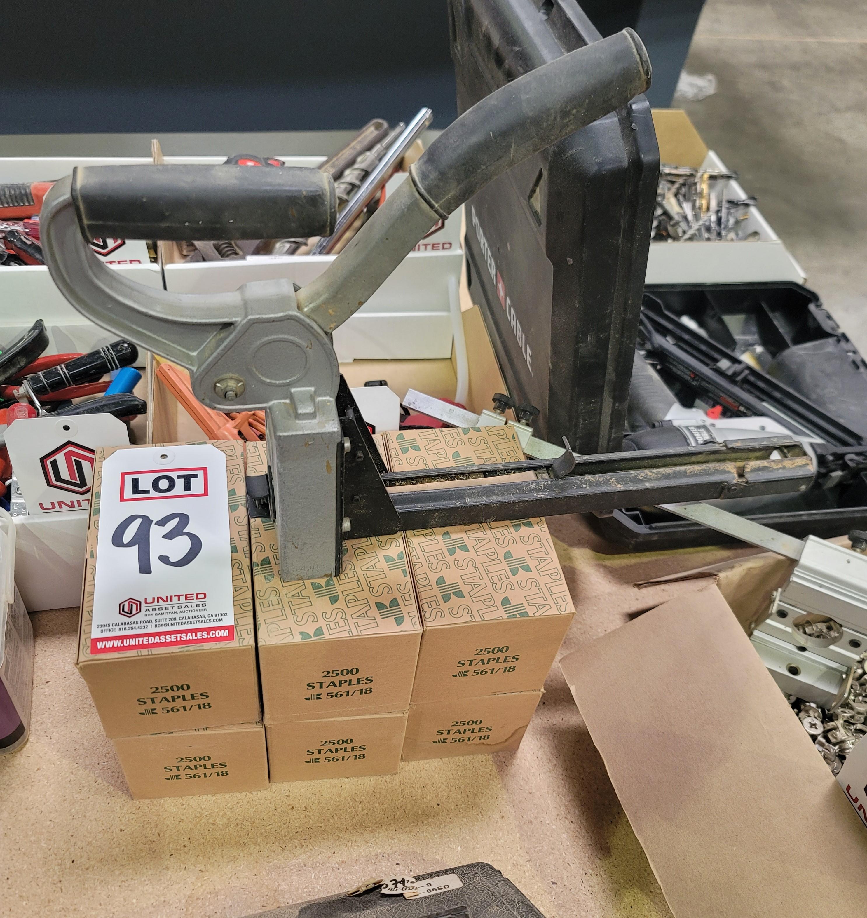 LOT - JK CARTON STAPLER, W/ (6) BOXES OF STAPLES-93