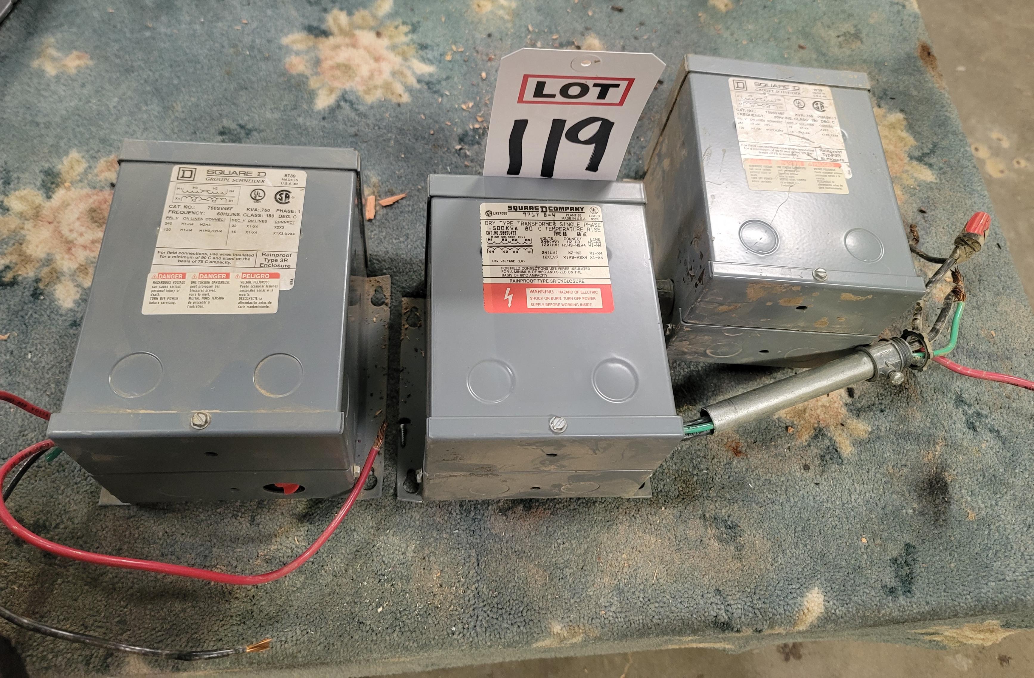 LOT - (3) SQUARE D TRANSFORMERS-119