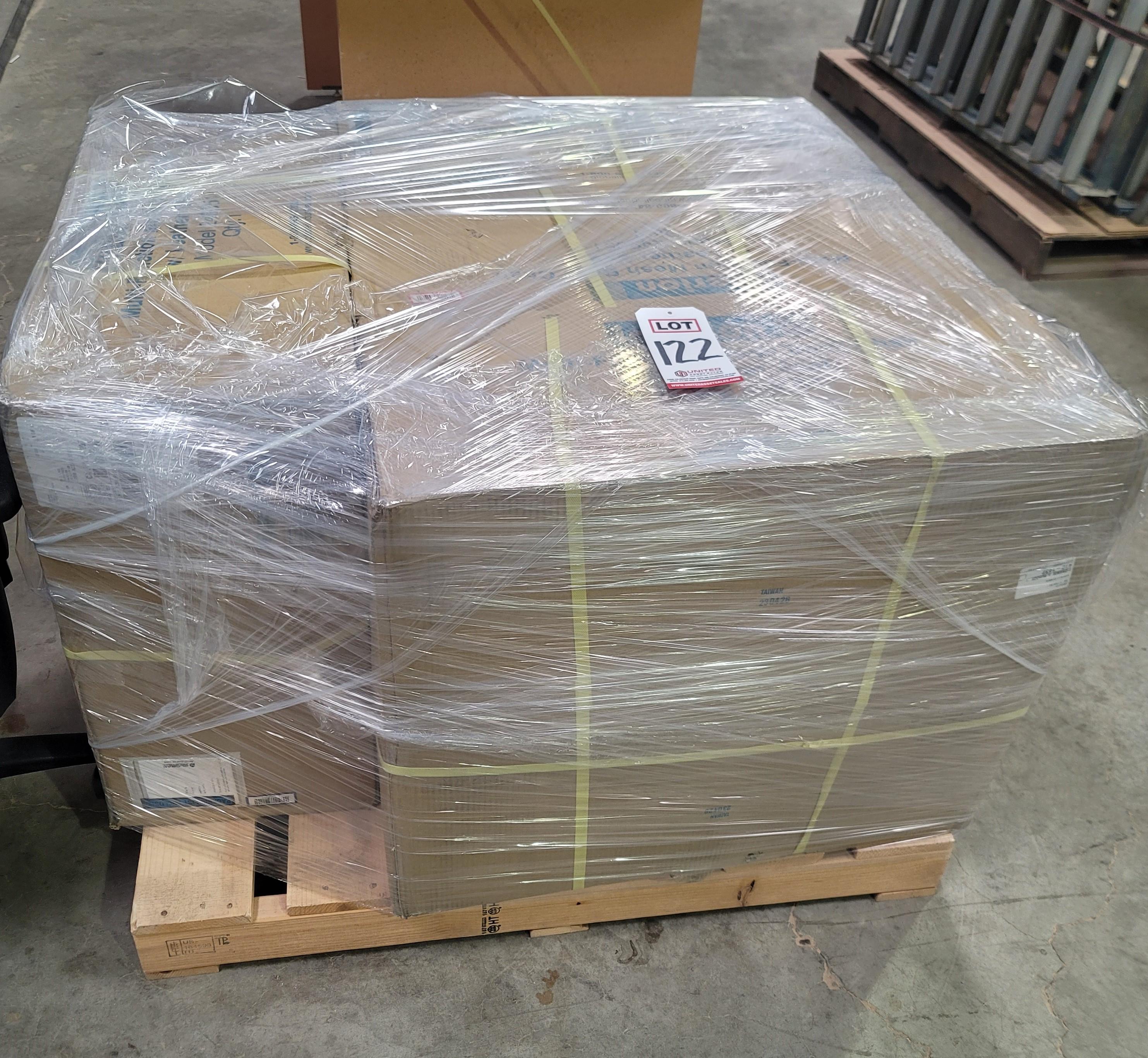 LOT - (4) INTERION MULTI-FUNCTION MESH & LEATHER HIGHBACK TASK CHAIR, MODEL 249051, NEW IN BOX-122