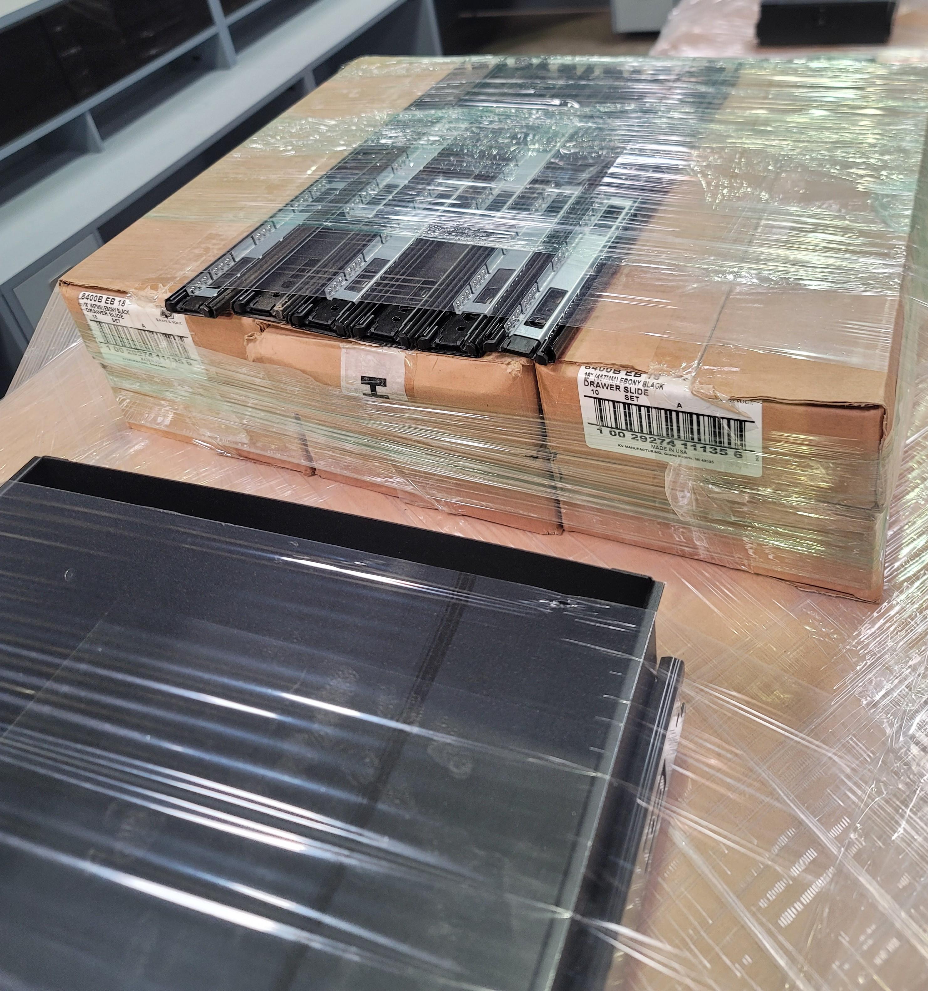 LOT - (64) METAL DRAWERS, NEW, 14-1/4" X 18" X 5", W/ SLIDES-125