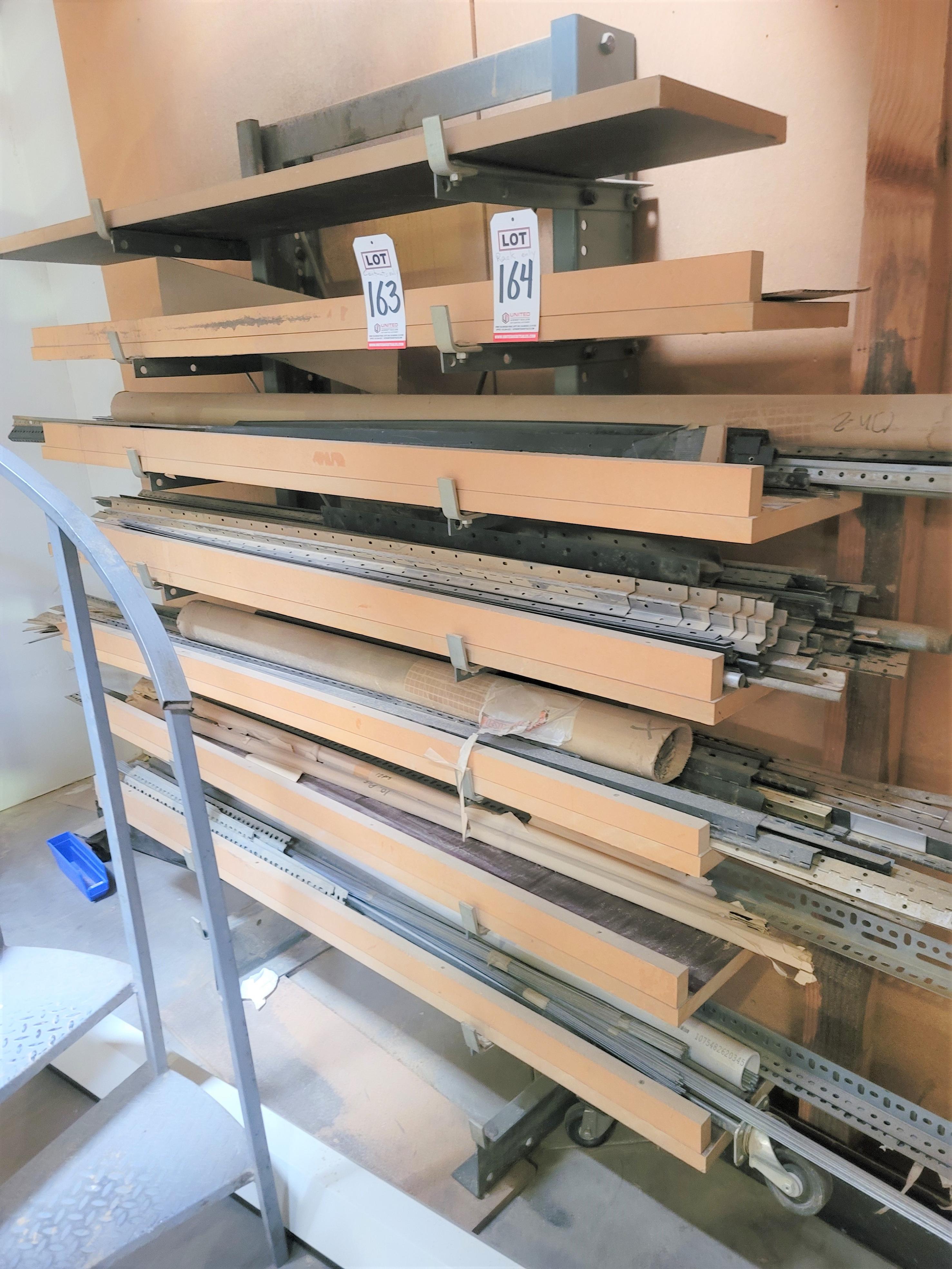 CANTILEVER MATERIAL RACK, 3' X 20" X 76" HT, CONTENTS NOT INCLUDED-164