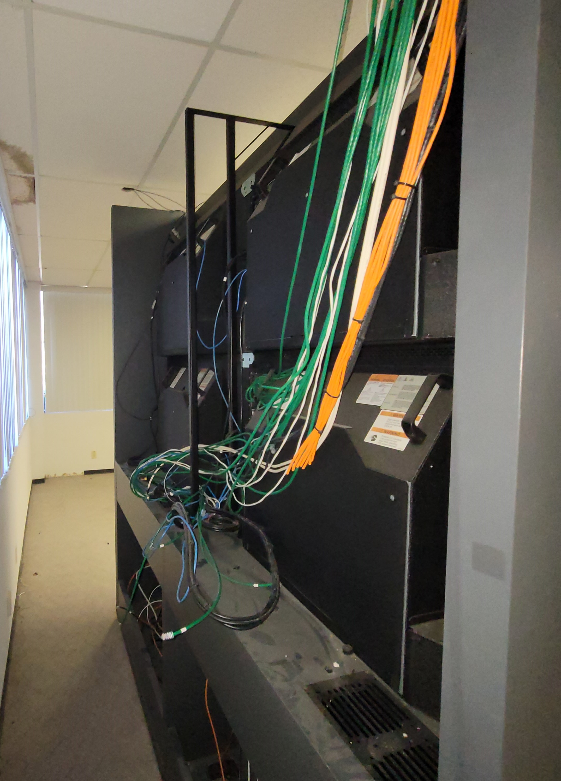 VIDEO WALL CABINET W/ (4) HIGH RESOLUTION 50" CLARITY VIDEO CUBES, SPEAKERS, COLOR: WROUGHT IRON-175