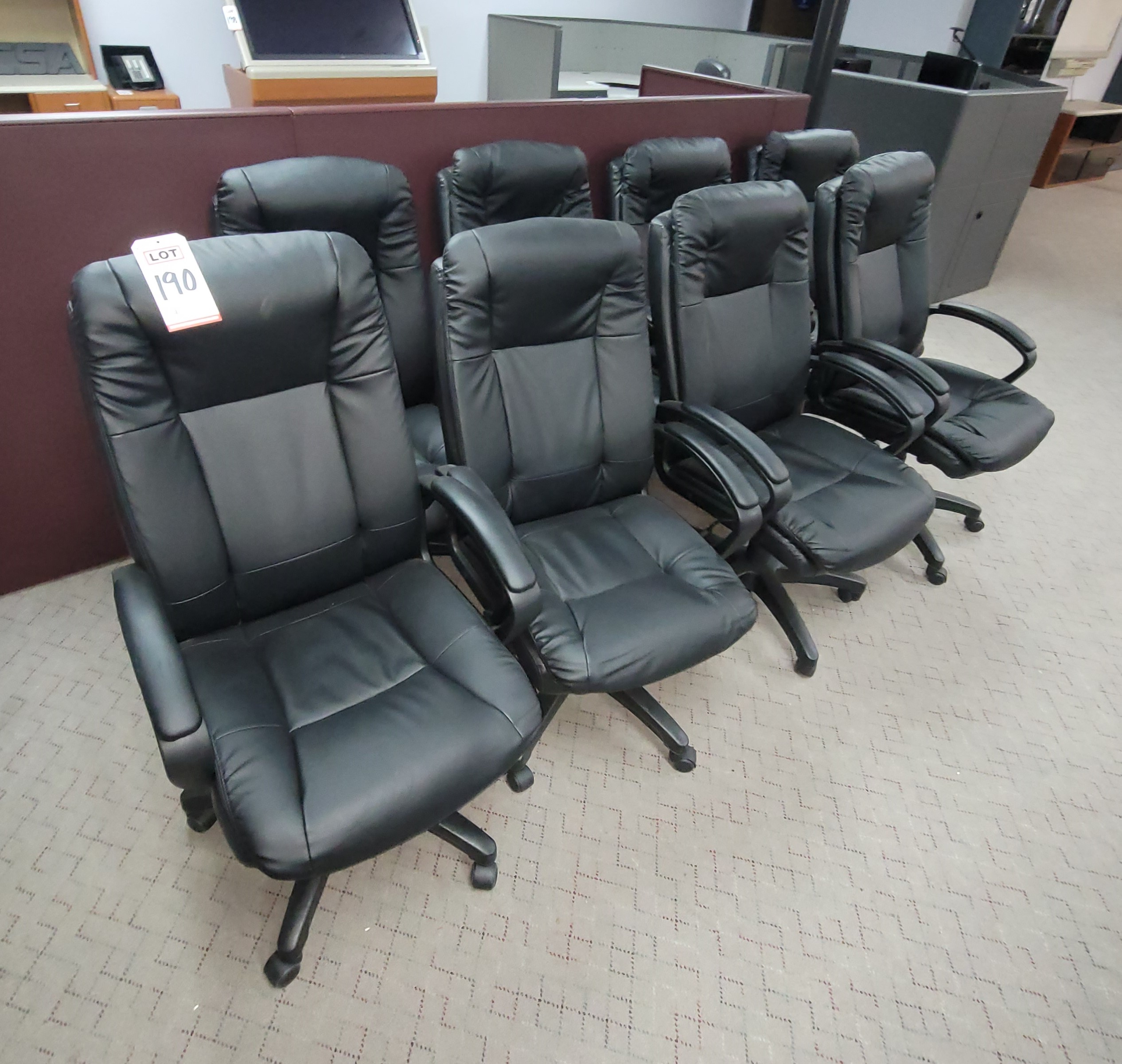 LOT - (8) PLUSH LEATHER HIGH BACK CONFERENCE ROOM CHAIRS W/ PNEUMATIC SEAT ADJUSTMENT-190