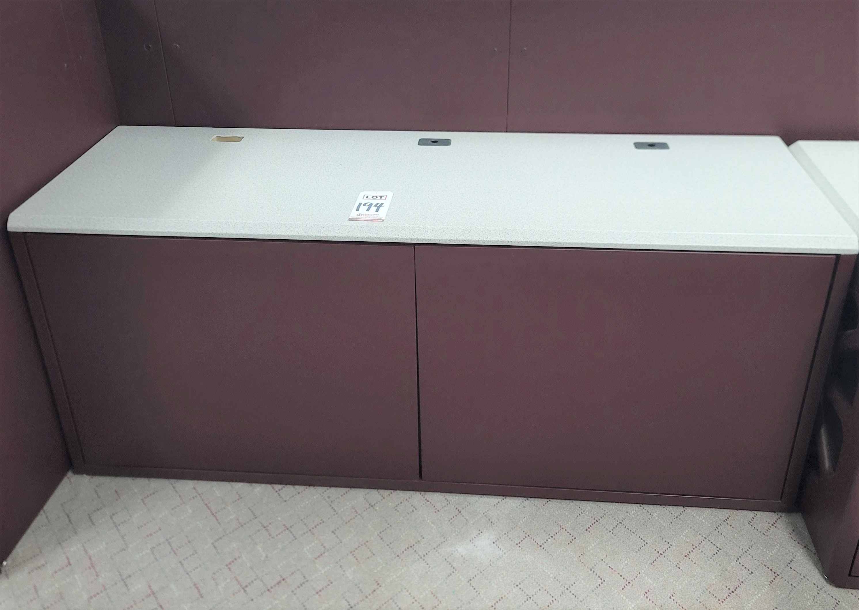 STORAGE CREDENZA, COLOR: GRANITE & SANGRIA, DIM: 72"W X 30"D X 30"T, CONTENTS NOT INCLUDED-194