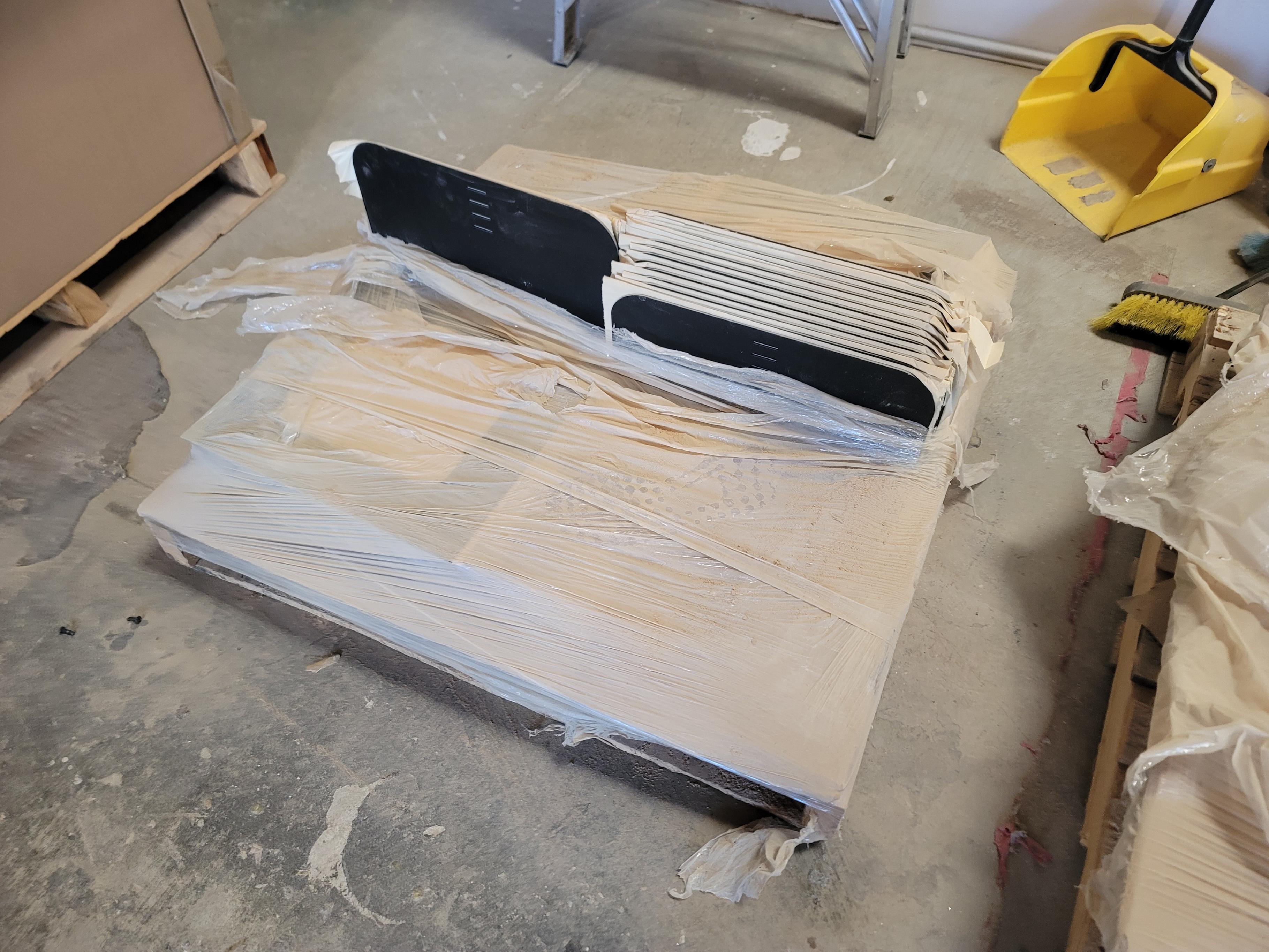 LOT - (3) PALLETS OF MISC. METAL PIECES AND BLACK NYLON STRAPPING-248