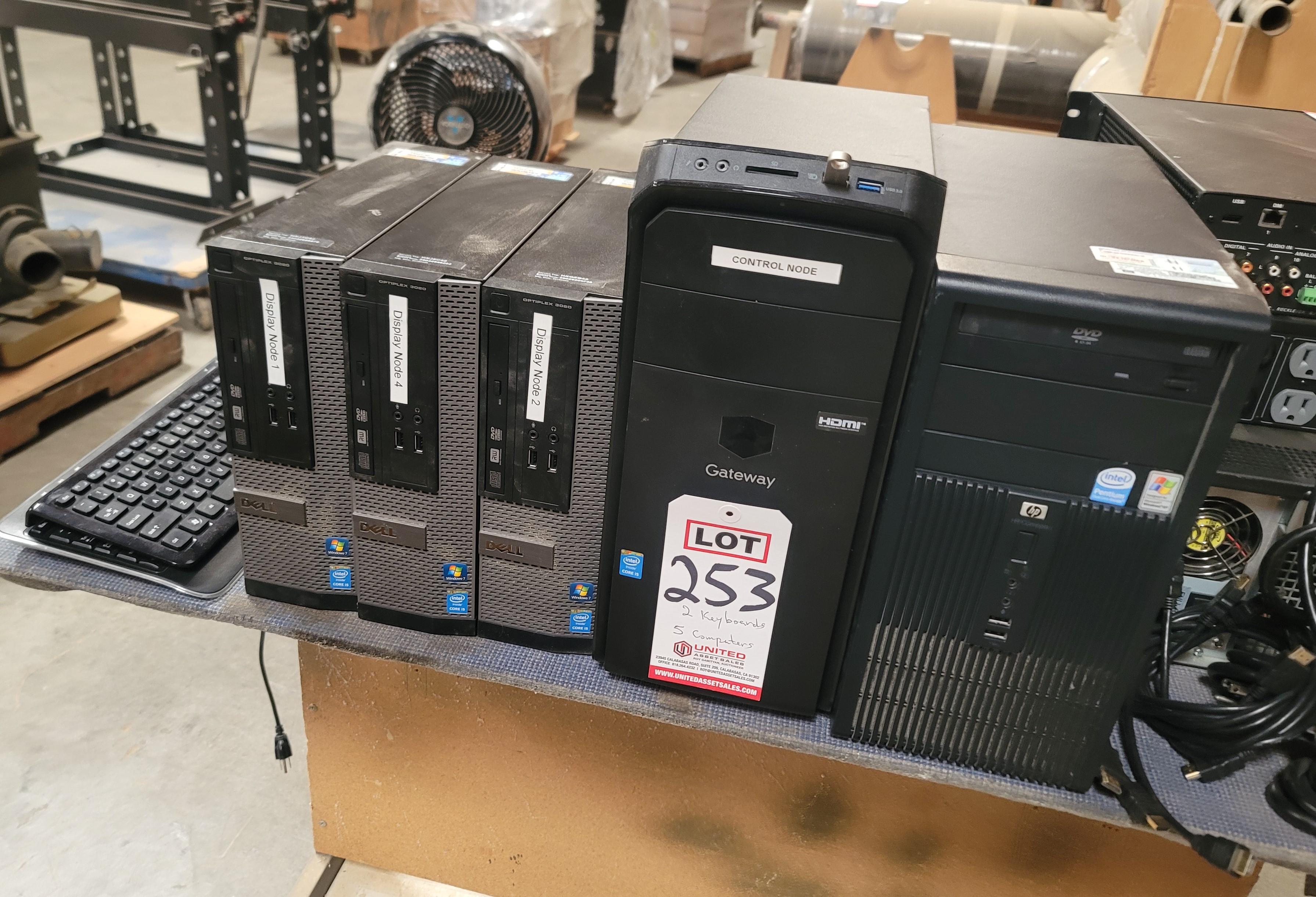LOT - (5) TOWER COMPUTERS AND (2) KEYBOARDS-253