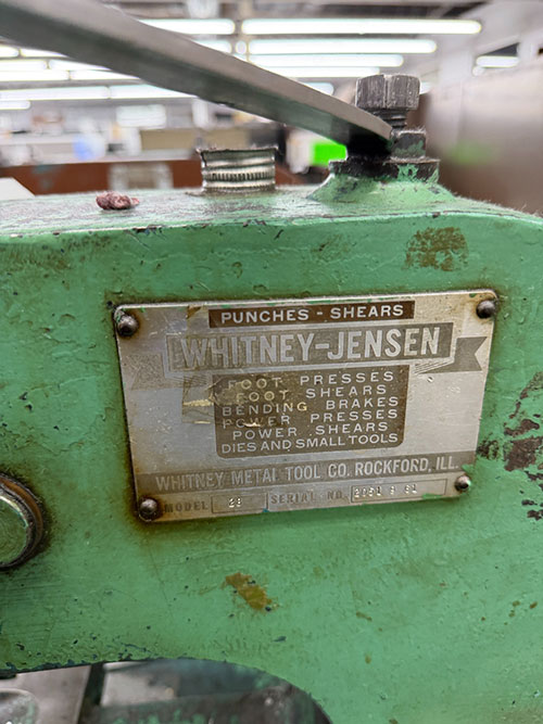 WHITNEY-JENSEN FOOT PRESS, MODEL 28-11