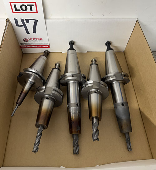 LOT - (5) CAT-40 SHRINK-FIT TOOL HOLDERS, W/ TOOLS-47