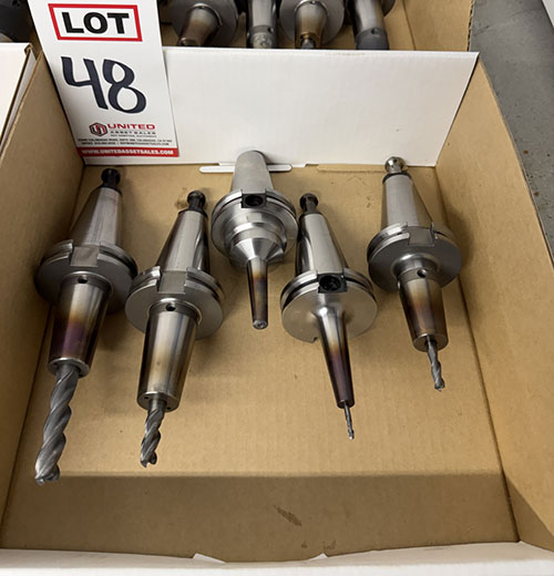 LOT - (5) CAT-40 SHRINK-FIT TOOL HOLDERS, W/ TOOLS-48