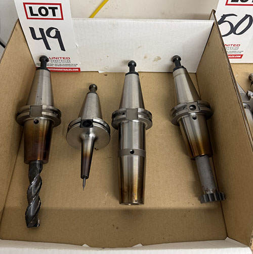 LOT - (4) CAT-40 SHRINK-FIT TOOL HOLDERS, W/ TOOLS-49
