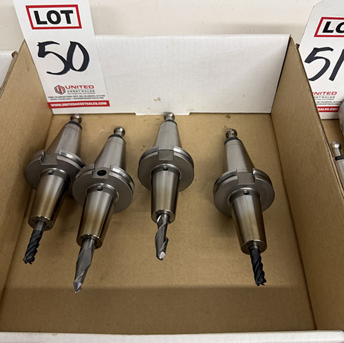 LOT - (4) CAT-40 SHRINK-FIT TOOL HOLDERS, W/ TOOLS-50