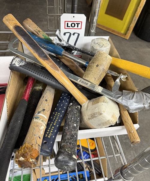 LOT - ASSORTED HAMMERS AND HACKSAW-77