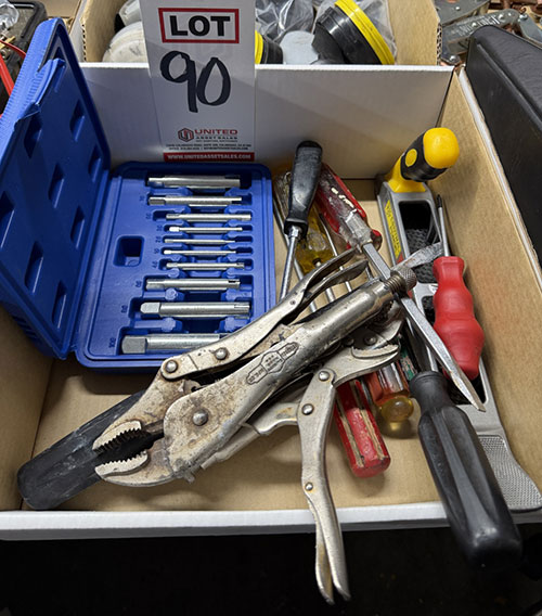 LOT - TAP EXTRACTOR SET AND ASSORTED HAND TOOLS-90