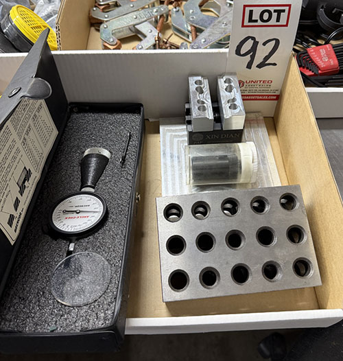 LOT - BRENCOR ANGLE-CHEK CHAMFER GAUGE, 2-4-6 BLOCK AND MISC. FIXTURE PLATE-92