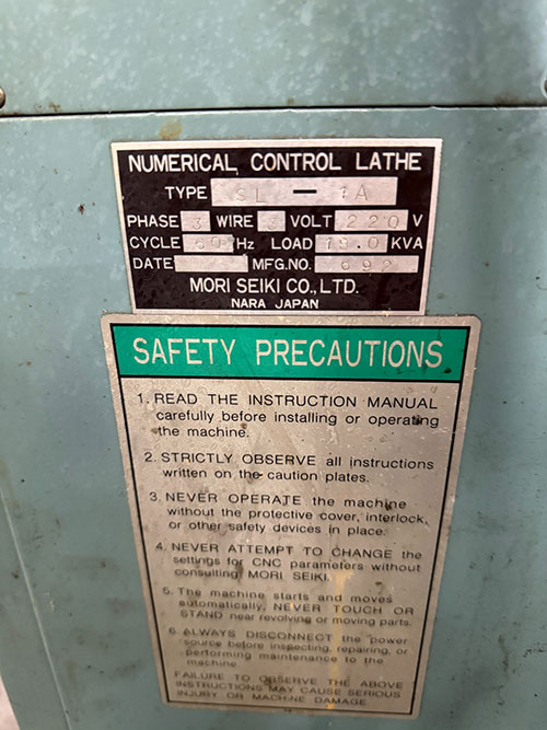 Mori Seiki-MORI SEIKI SL-1A CNC TURNING CENTER, YASNAC CNC CONTROL, 12-STATION TURRET, 6,000 RPM, MAX TURNING DIAMETER: 5.91", MAX TURNING LENGTH: 10.83", SWING OVER BED: 16.5", CHIP CONVEYOR, S/N 247-34B
