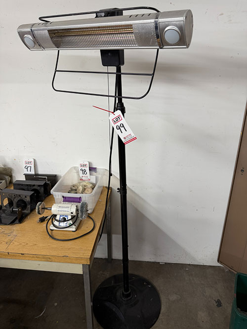 ELECTRIC INFRARED PATIO HEATER, 1500 WATT, W/ SIDELIGHTS, PEDESTAL-99