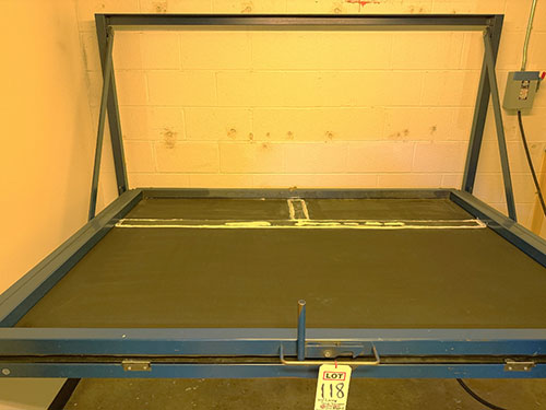 VACUUM TABLE W/ EXPOSURE LAMP, TABLE MEASURES 79" X 62", OLEC OLITE AL-53 UV PRINTING LAMP & POWER SUPPLY-118
