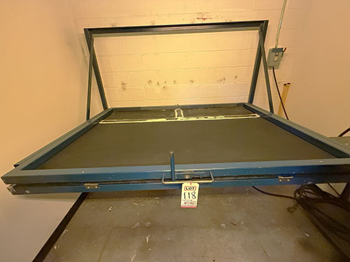 VACUUM TABLE W/ EXPOSURE LAMP, TABLE MEASURES 79" X 62", OLEC OLITE AL-53 UV PRINTING LAMP & POWER SUPPLY-118