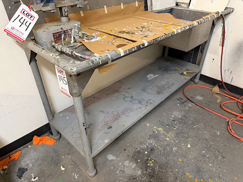 STAINLESS STEEL PREP TABLE W/ SINK, 6' X 28", 34" COUNTER HT-145