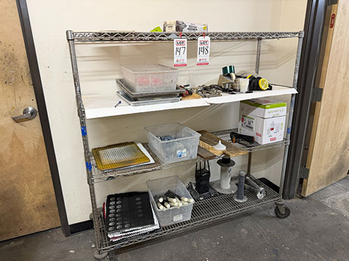 METRO WIRE RACK ON CASTERS, 5' X 18" X 5' HT, CONTENTS NOT INCLUDED-148