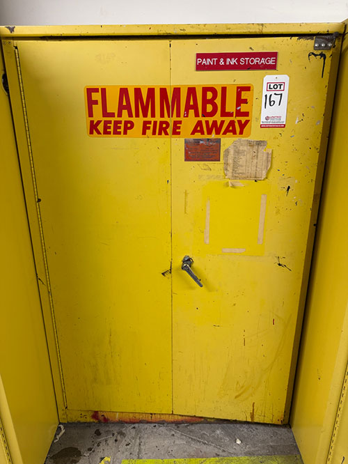 EAGLE FLAMMABLE LIQUID STORAGE CABINET, 45-GAL CAP, MODEL 1945, 43" X 19" X 66" HT-167