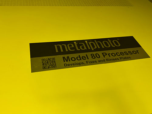 METALPHOTO PROCESSOR, DEVELOPS, FIXES AND RINSES PLATES, MODEL MP80, S/N 5070PRO21-173