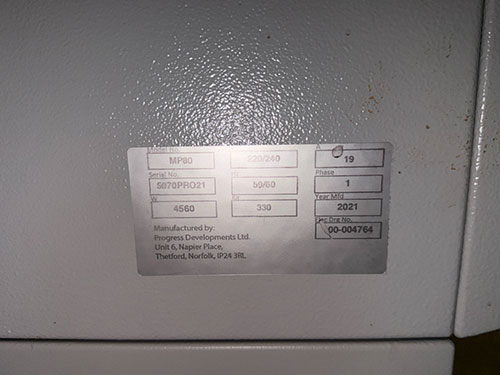 METALPHOTO PROCESSOR, DEVELOPS, FIXES AND RINSES PLATES, MODEL MP80, S/N 5070PRO21-173