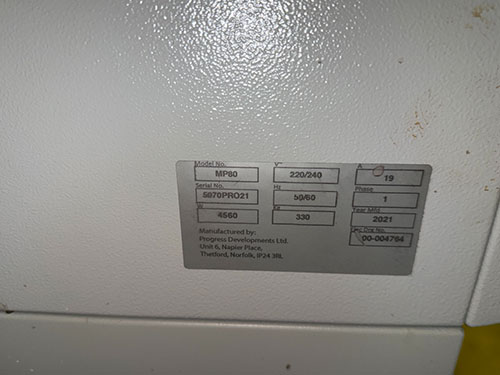 METALPHOTO PROCESSOR, DEVELOPS, FIXES AND RINSES PLATES, MODEL MP80, S/N 5070PRO21-173