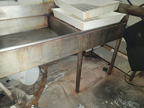 STAINLESS STEEL PREP COUNTER W/ SINK, 8'-6" X 35", 35" COUNTER HT-179