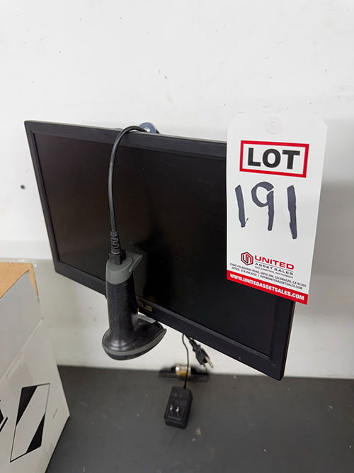 LOT - WONE NICE BARCODE SCANNER AND ASUS 16" WALL MOUNTED MONITOR-191
