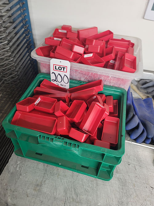 LOT - (2) PLASTIC TOTES FULL OF SMALL PARTS ORGANIZERS FOR TOOL BOX DRAWERS-200