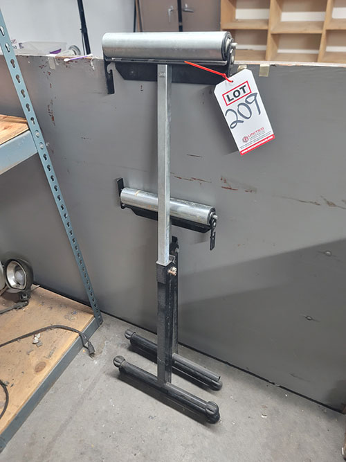 LOT - (2) FOLDING 11-1/2" ROLLER MATERIAL STANDS, ADJUSTABLE HT-209