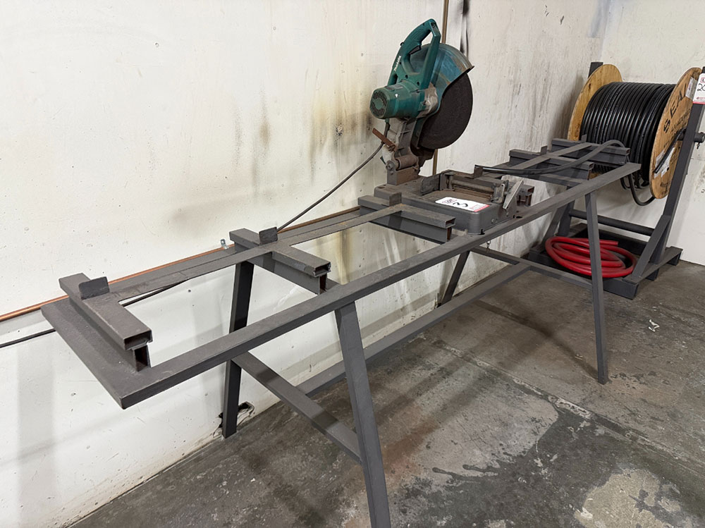 MAKITA 14" ABRASIVE CHOP SAW, MODEL LW1401, W/ 8' MATERIAL SUPPORT TABLE-3