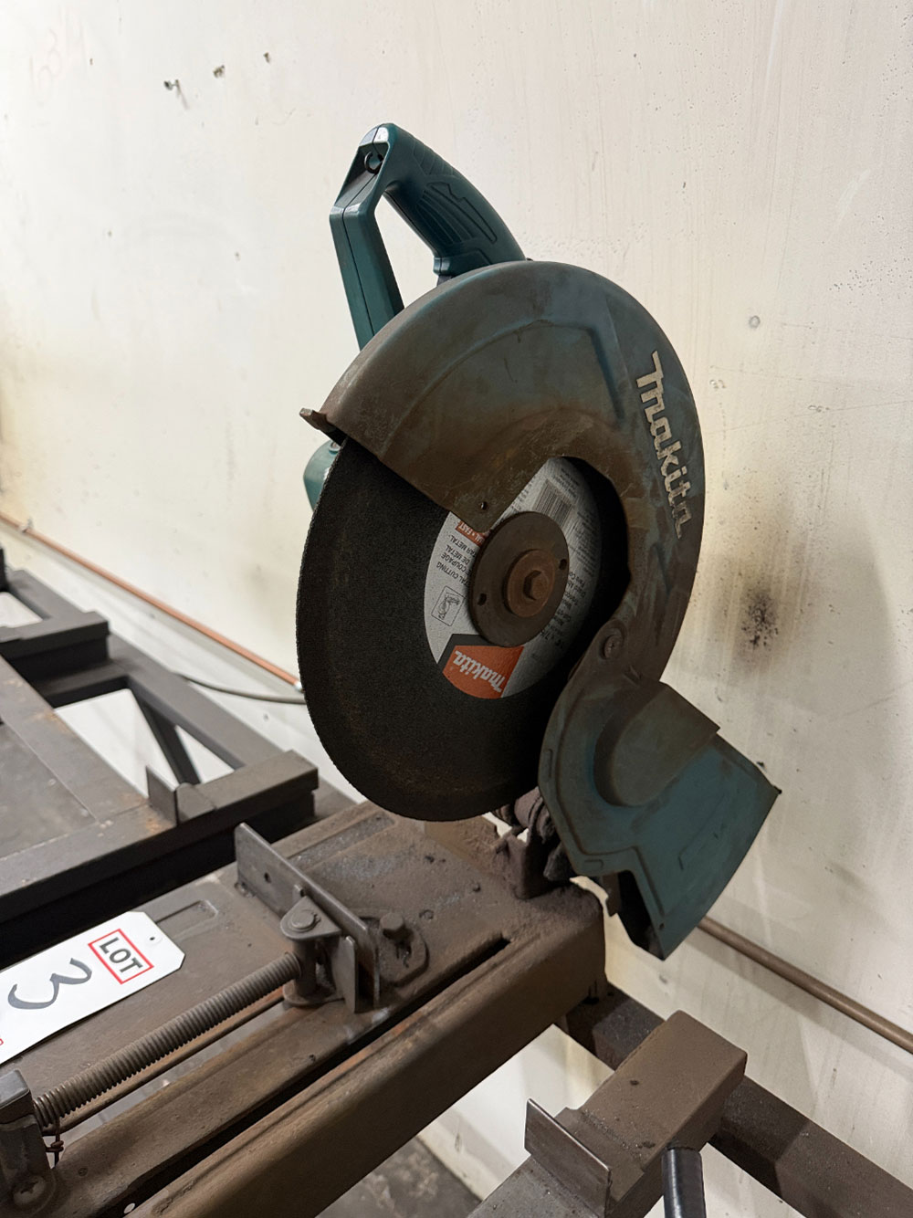 MAKITA 14" ABRASIVE CHOP SAW, MODEL LW1401, W/ 8' MATERIAL SUPPORT TABLE-3