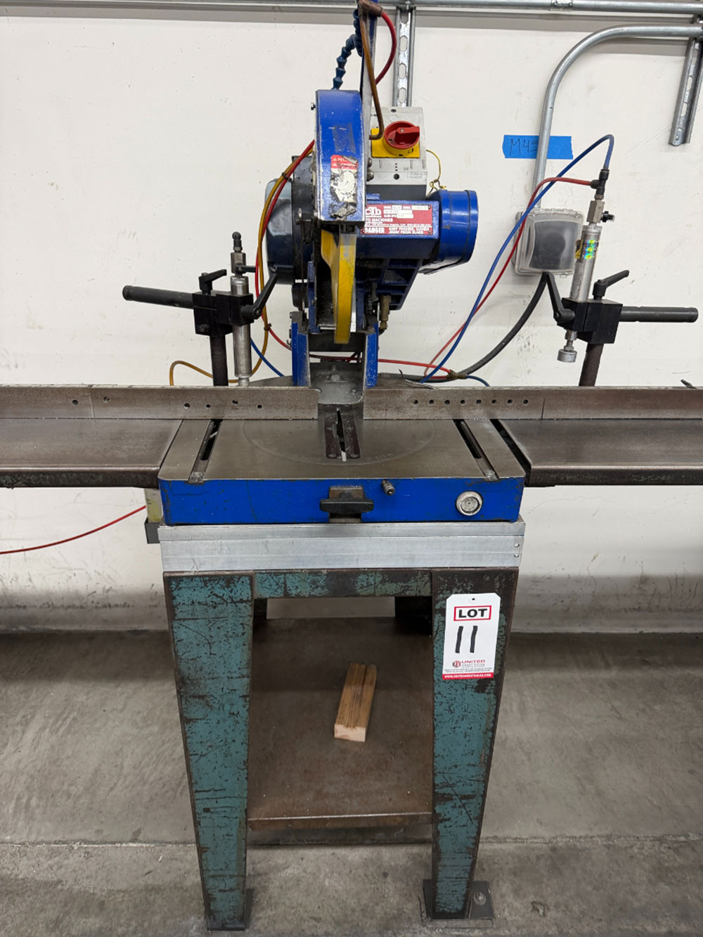CTD 12" MITRE SAW, MODEL M25R, 3725 RPM, S/N 882R, W/ (2) PNEUMATIC MATERIAL HOLD DOWNS-11