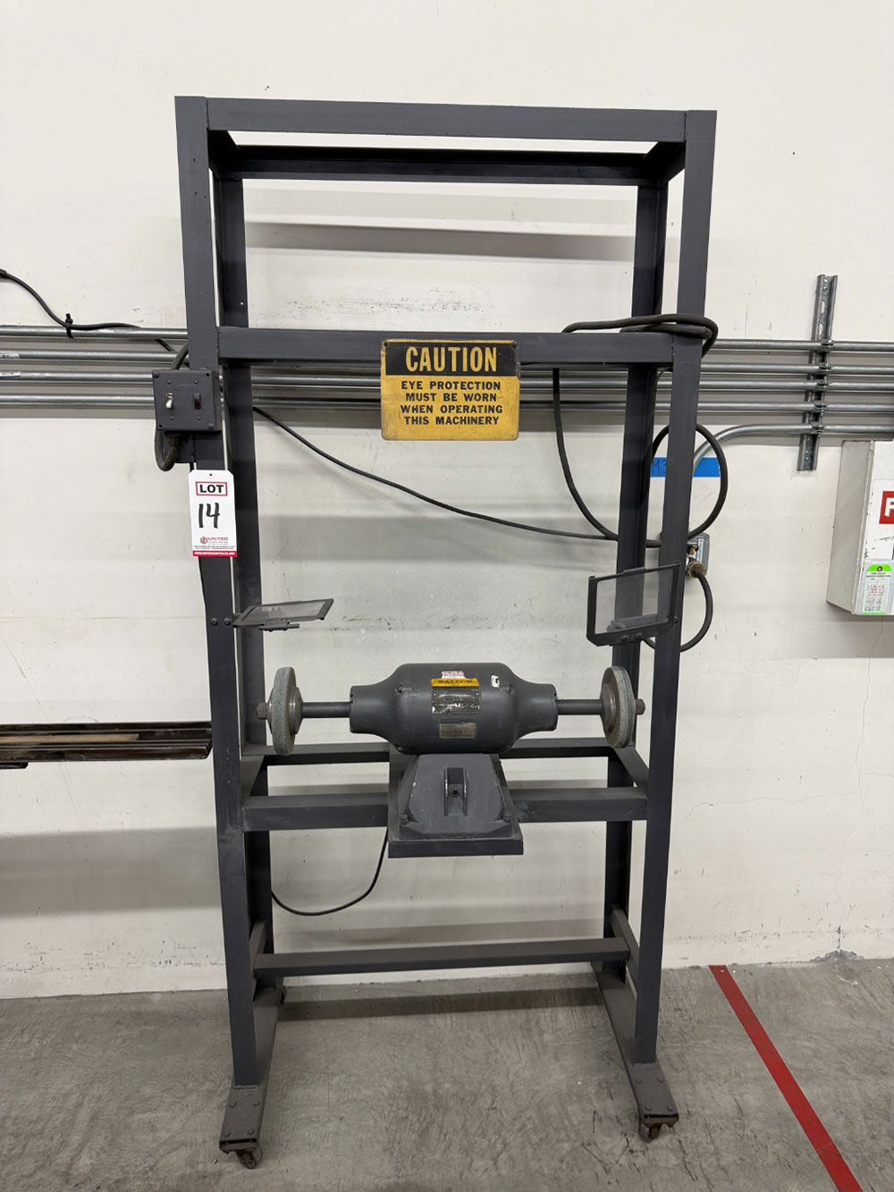 BALDOR 333B INDUSTRIAL BUFFER, 3/4 HP, 3,600 RPM, 115/230V, W/ STEEL STAND ON CASTERS-14