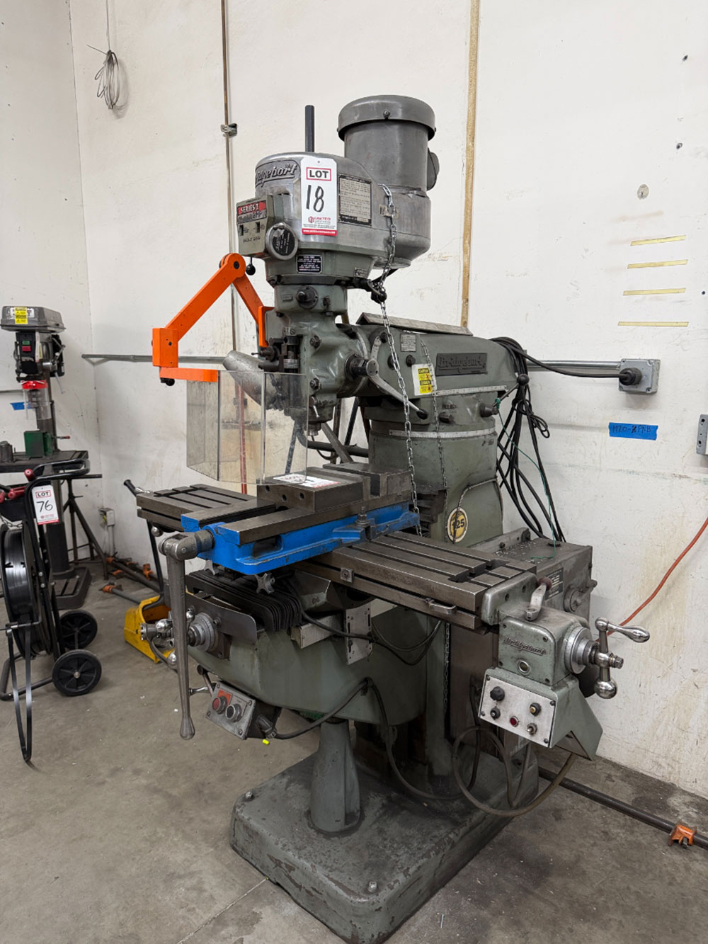BRIDGEPORT SERIES I VERTICAL MILL, 2 HP, UNIQ SDS6-2V DRO, 9" X 48" TABLE, POWERFEED, S/N 234710, J-HEAD S/N J253605-18
