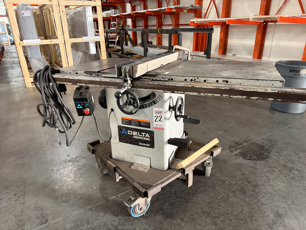 DELTA 10" UNISAW TABLE SAW, ON HEAVY DUTY LOCKING CASTERS-22