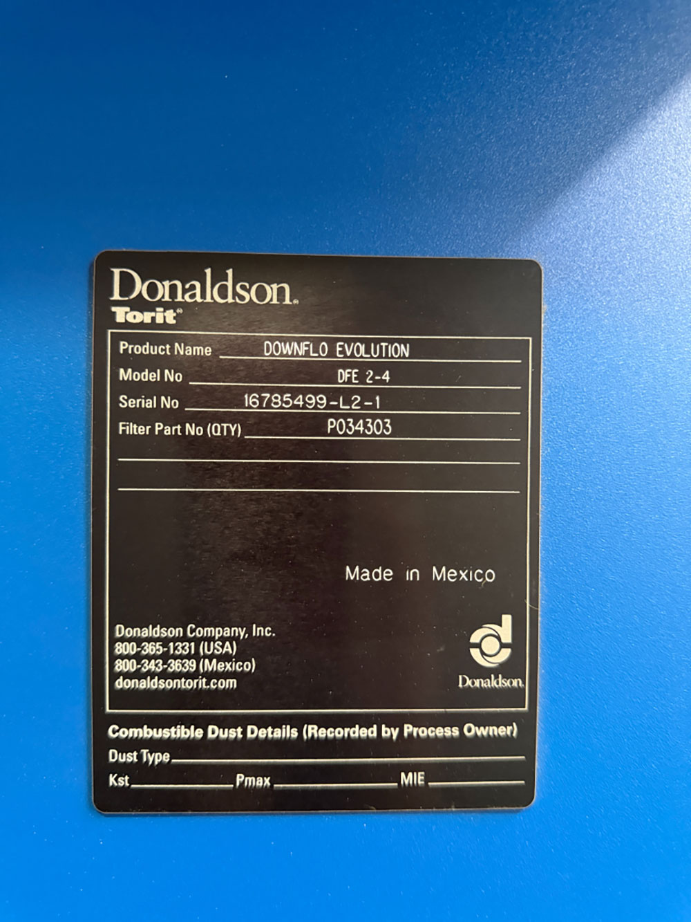 2023 DONALDSON TORIT DFE 2-4 DUST COLLECTOR, S/N 16785499-L2-1, 10" SPARK COOLER-32