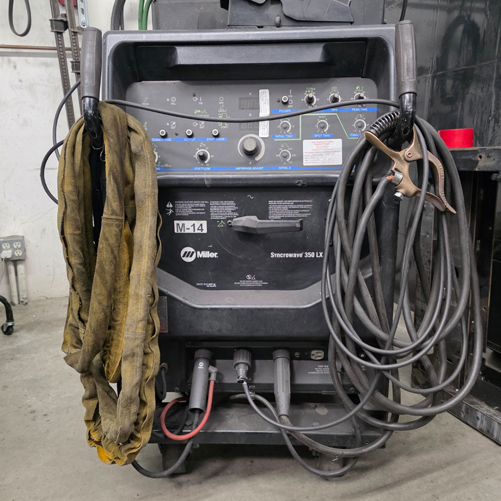 MILLER SYNCROWAVE 350LX WELDING POWER SOURCE, STOCK NO. 907198-03-1, S/N LF294528, W/ COOLMATE 3 CHILLER-37