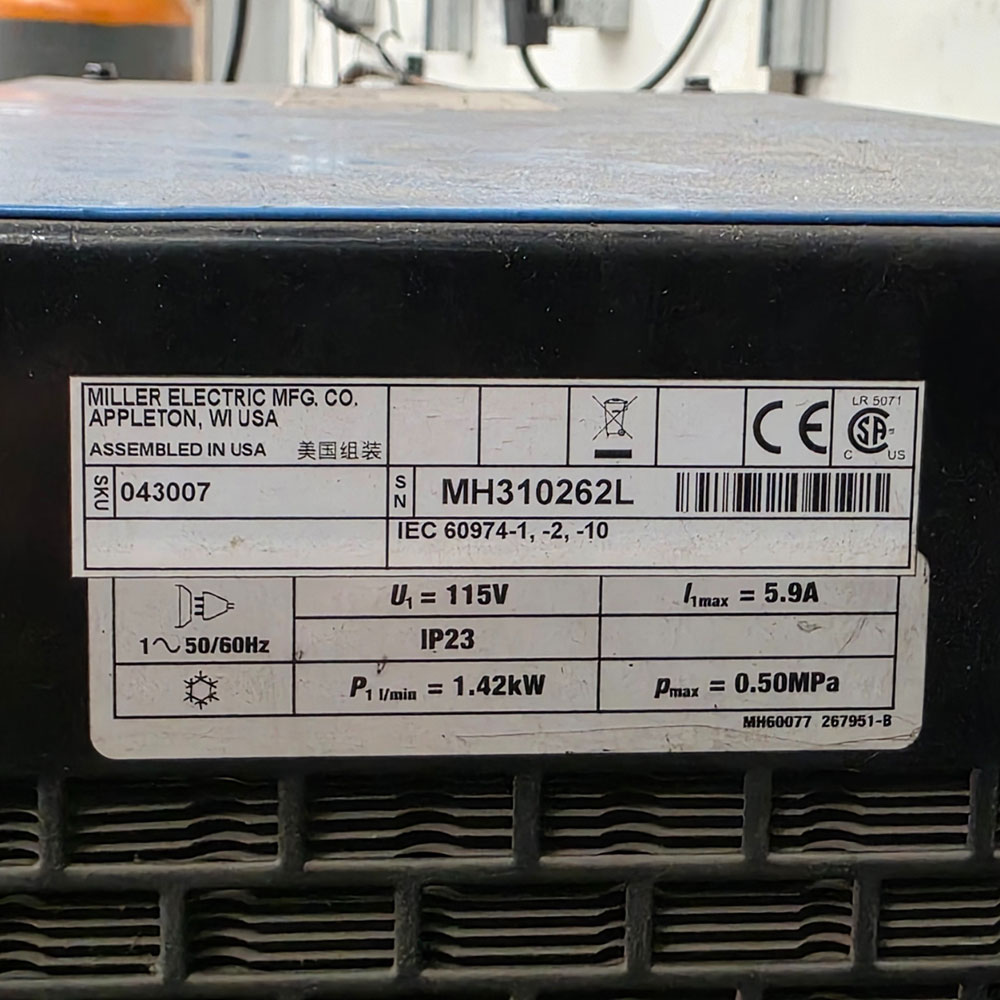 MILLER SYNCROWAVE 350LX WELDING POWER SOURCE, STOCK NO. 907198-03-1, S/N LF294528, W/ COOLMATE 3 CHILLER-37