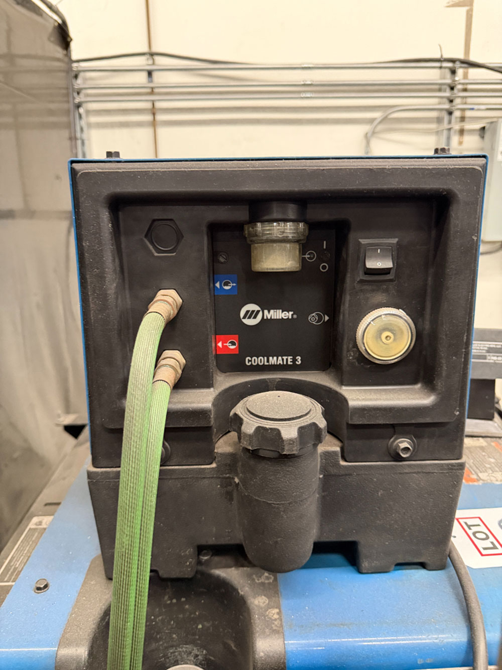 MILLER SYNCROWAVE 350LX WELDING POWER SOURCE, STOCK NO. 907198-03-1, S/N LG190069L, W/ MILLER COOLMATE 3 CHILLER, FOOT CONTROL-40