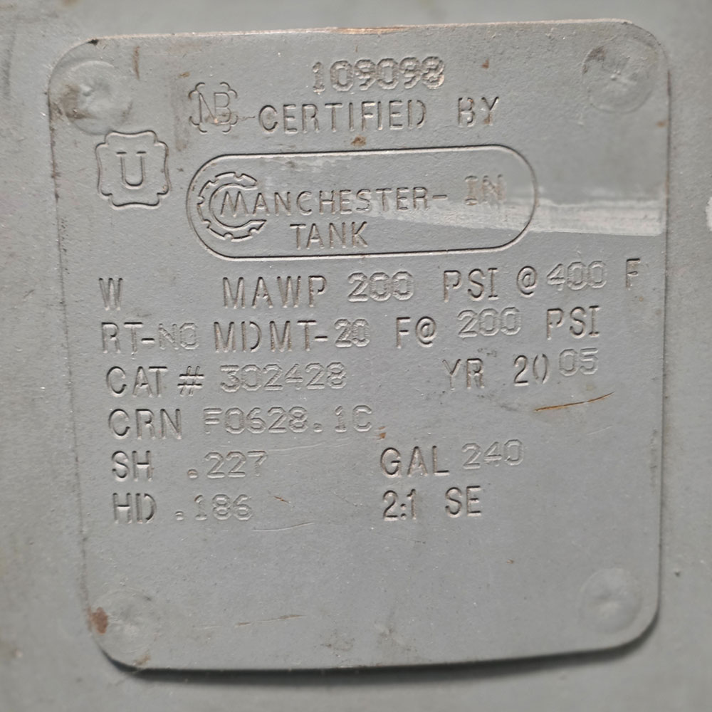 2005 AIR RECEIVING TANK, 240-GALLON CAPACITY-51