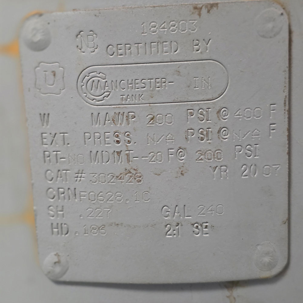 2007 AIR RECEIVING TANK, 240-GALLON CAPACITY-52