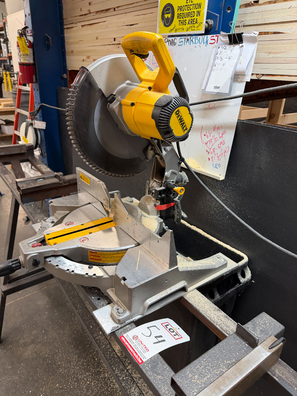DEWALT 12" COMPOUND MITER SAW, MODEL DWS715, W/ STEEL STAND-54
